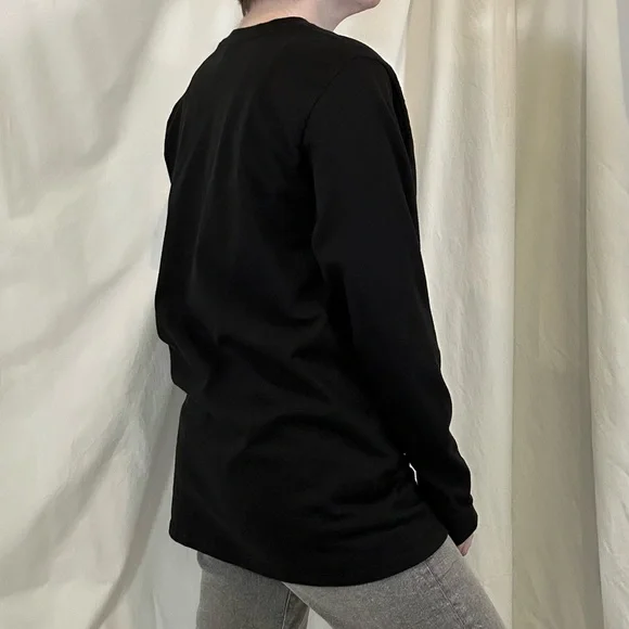 💸 5/20 Cherokee Long Sleeve Longline Black T-Shirt Oversized Tee Unisex - Picture 2 of 10